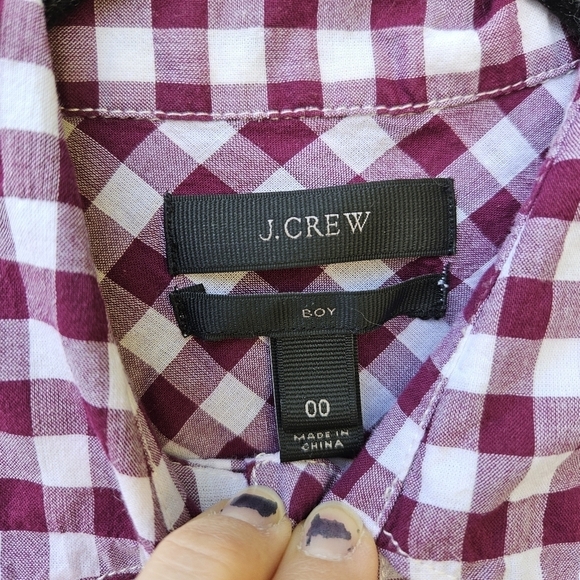J. Crew purple and white classic-fit boy shirt in crinkle gingham size 00 - Picture 4 of 9